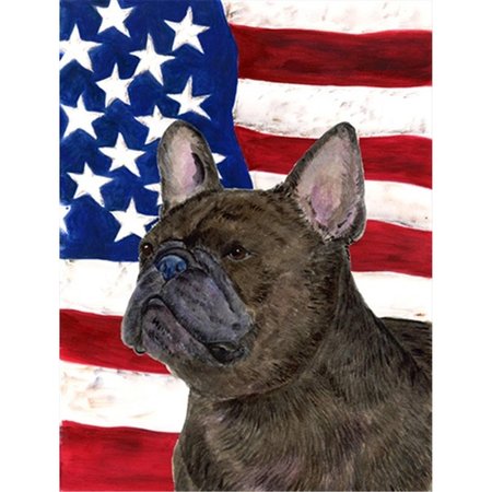 PATIOPLUS 11 x 15 in. USA American Flag with French Bulldog Garden Size Flag PA246546